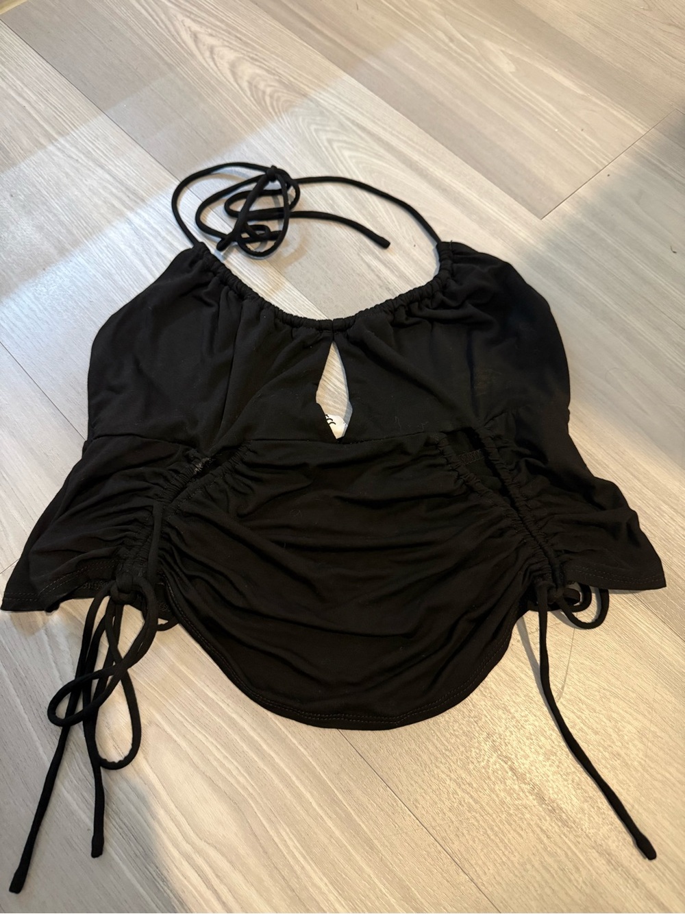 Princess Polly Black Halter Crop Top with Keyhole